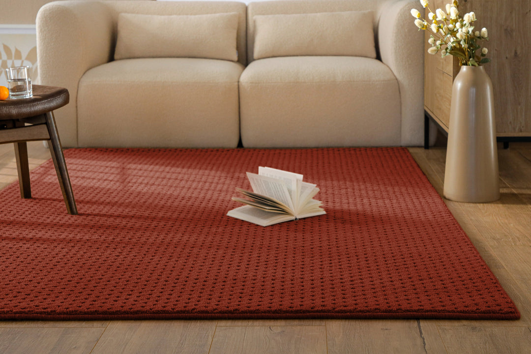 Kurzflor Teppich Castello Three Kamin Rot