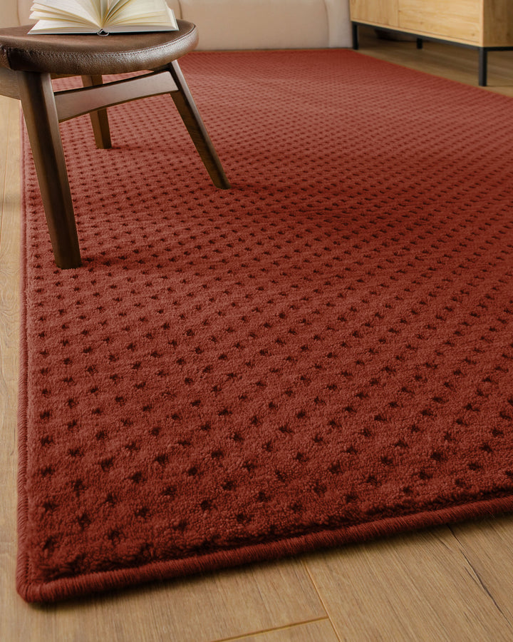 Kurzflor Teppich Castello Three Kamin Rot