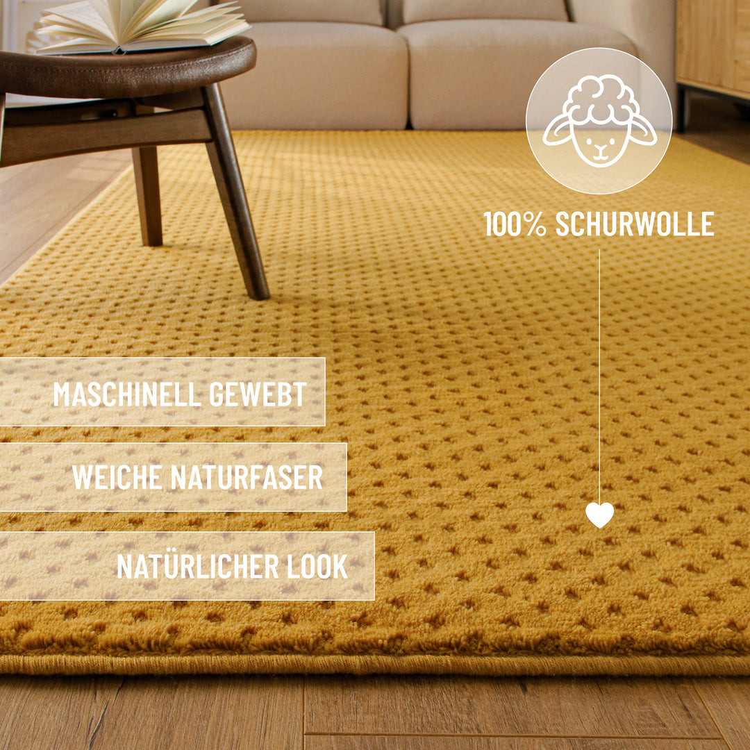 Kurzflor Teppich Castello Three Gelb