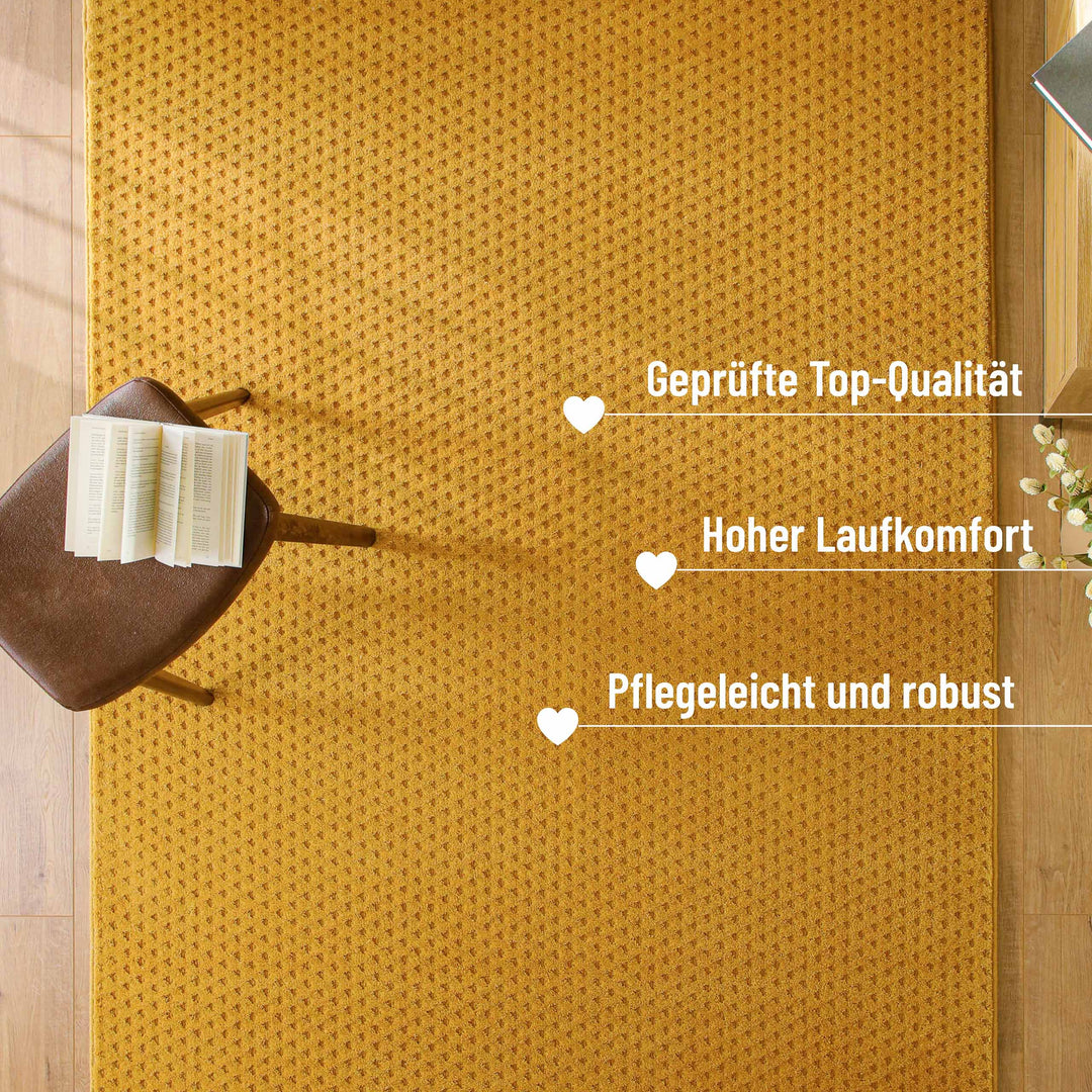 Kurzflor Teppich Castello Three Gelb