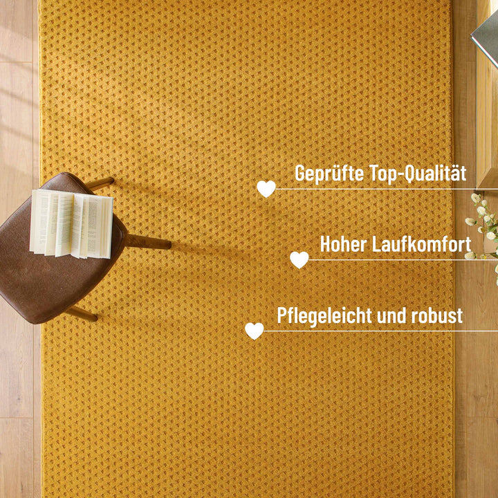 Kurzflor Teppich Castello Three Gelb