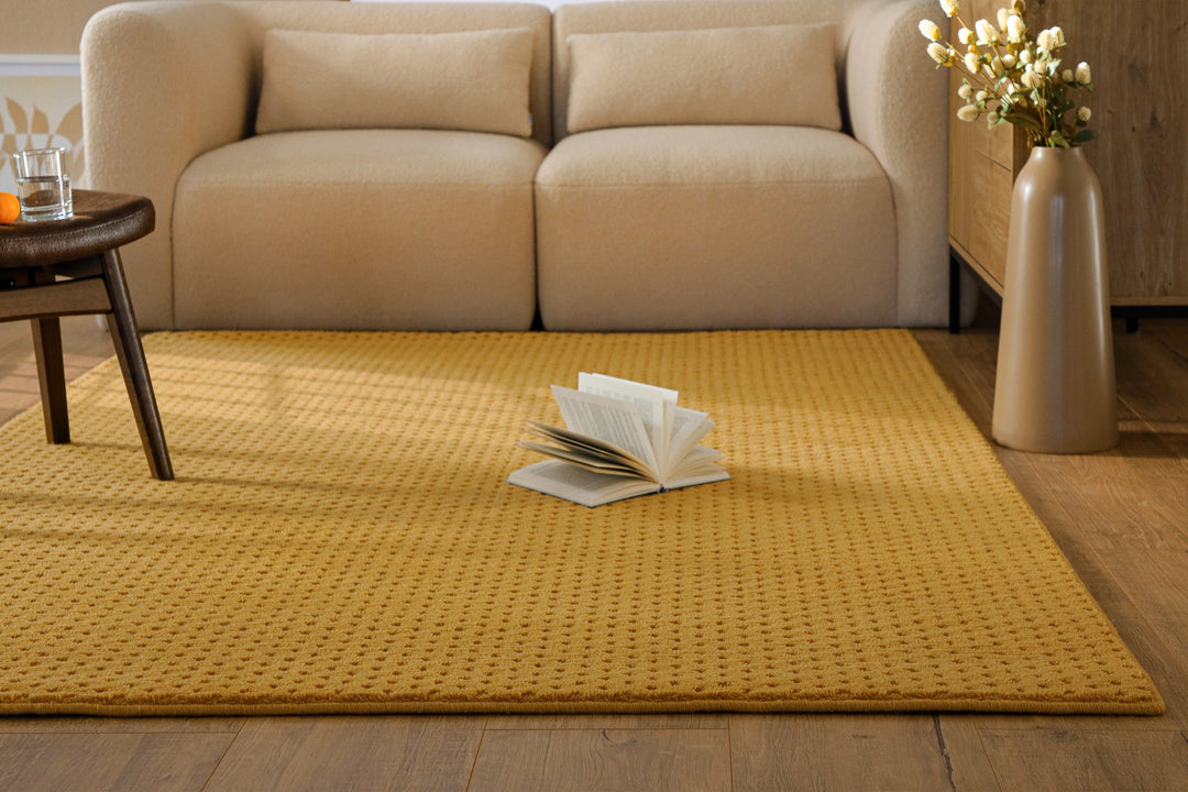 Kurzflor Teppich Castello Three Gelb