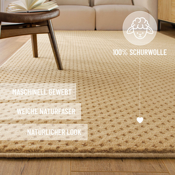 Kurzflor Teppich Castello Three Sand Beige