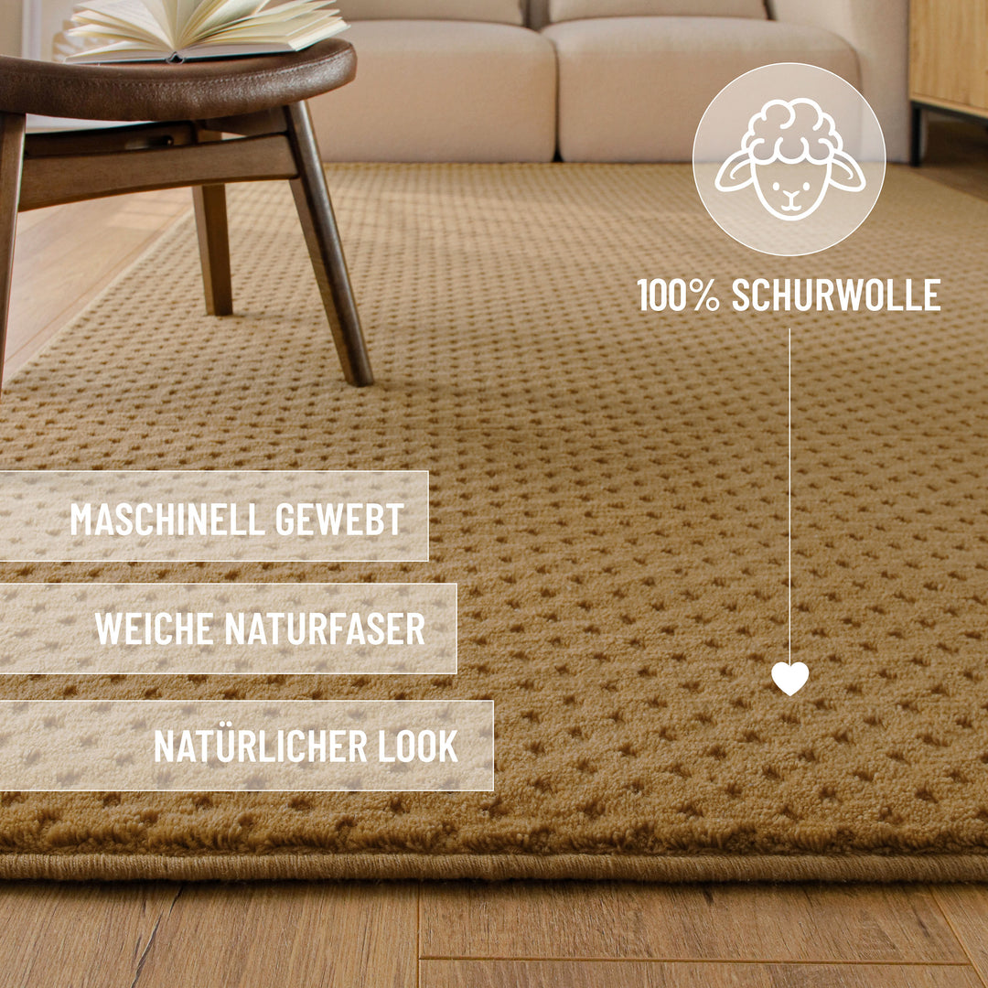 Kurzflor Teppich Castello Three Karamell