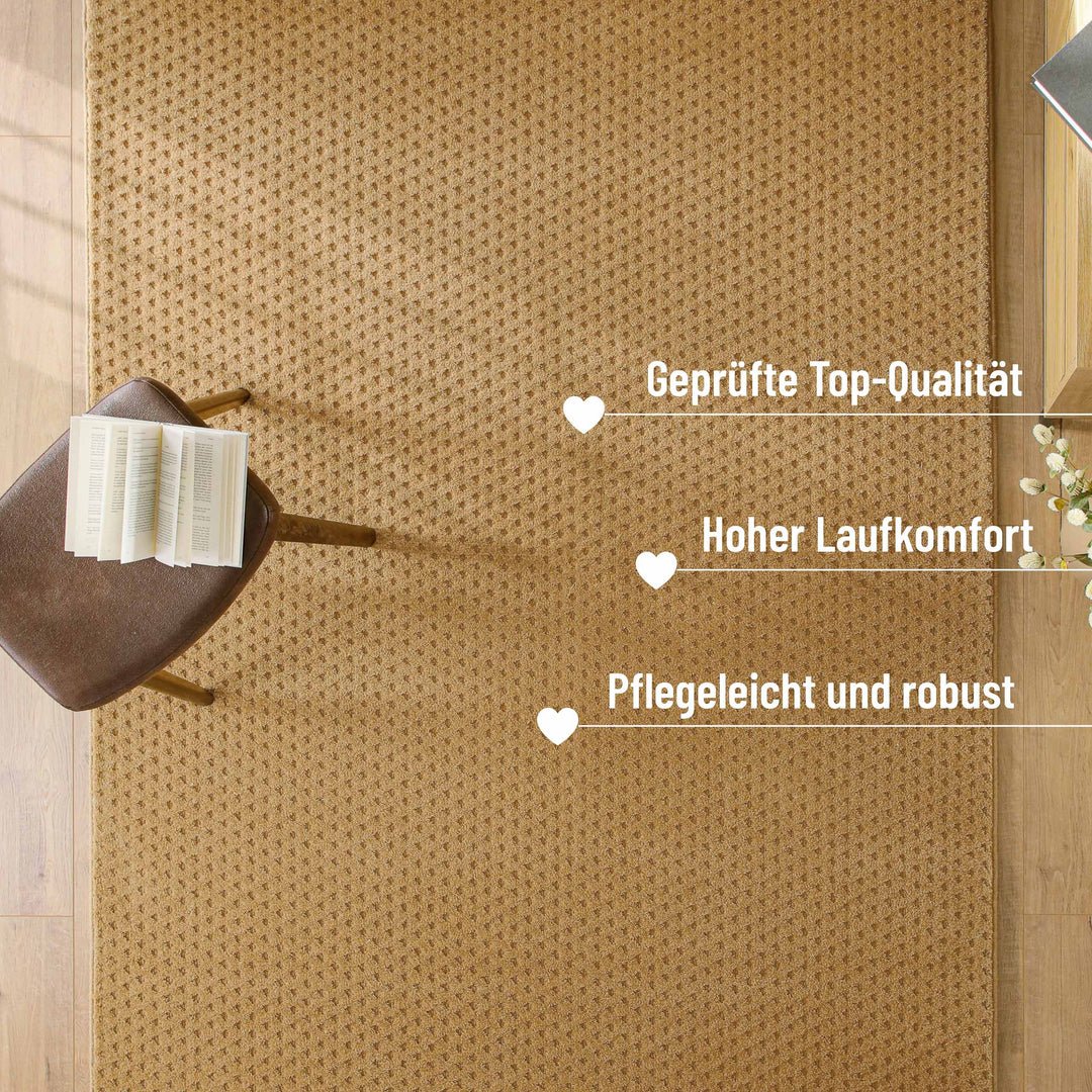 Kurzflor Teppich Castello Three Karamell