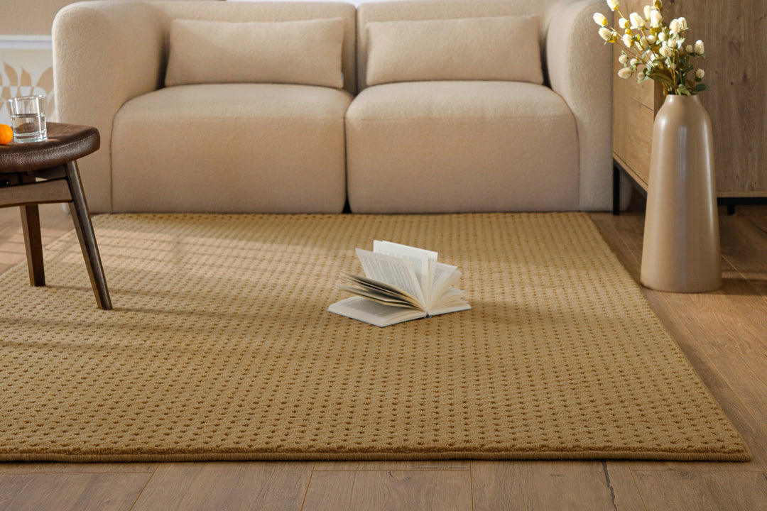 Kurzflor Teppich Castello Three Karamell