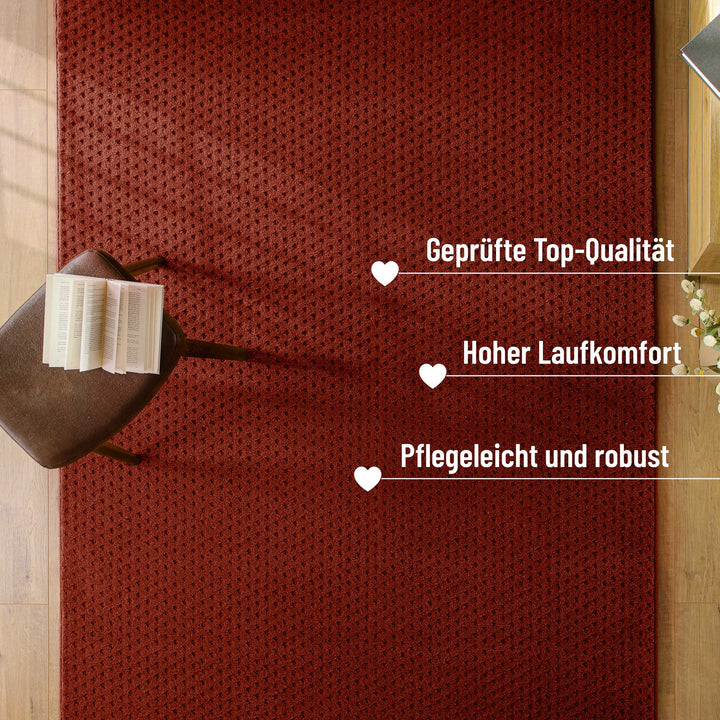 Kurzflor Teppich Castello Three Purpur Rot