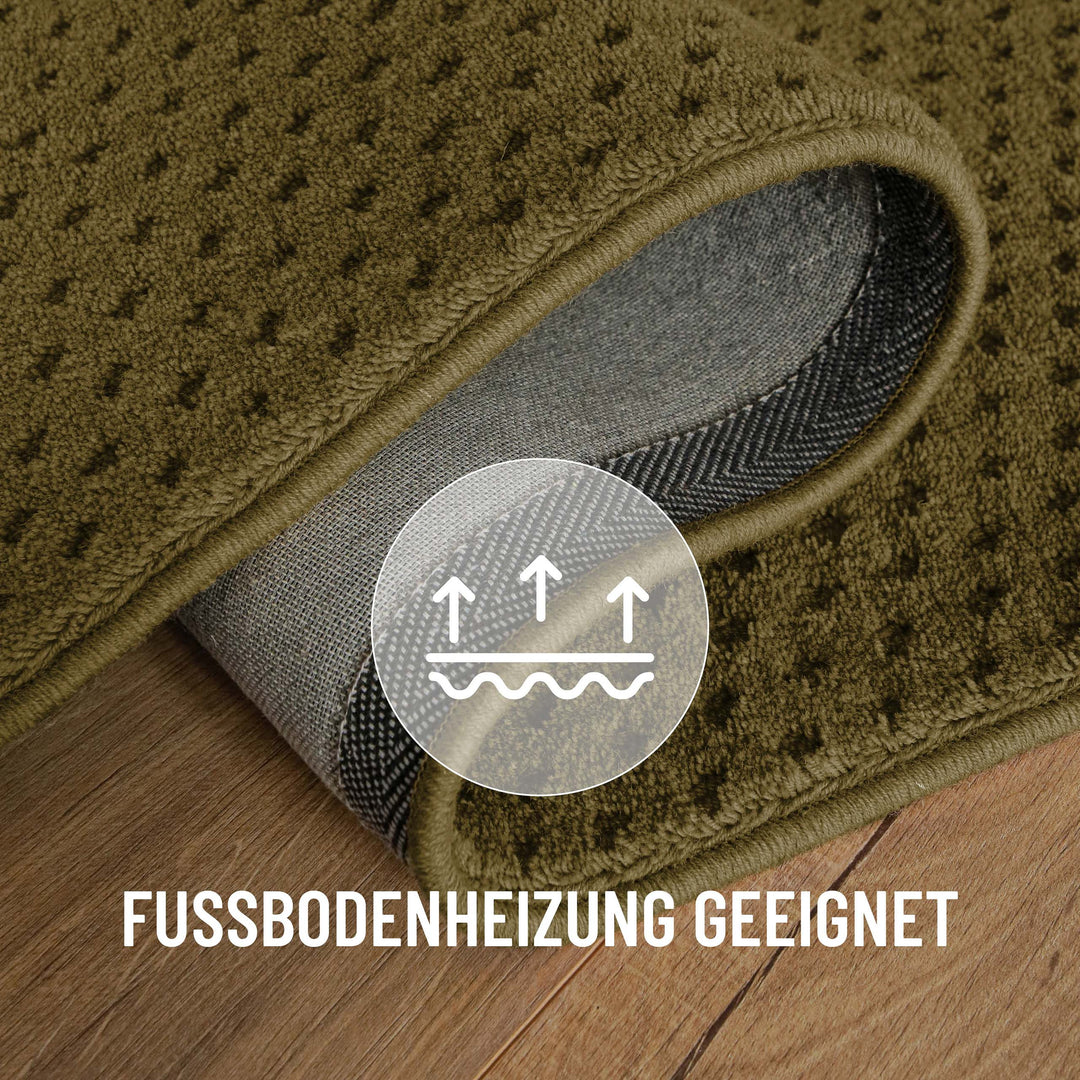 Kurzflor Teppich Castello Three Oliv Grün