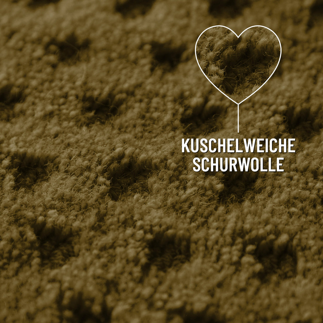 Kurzflor Teppich Castello Three Oliv Grün