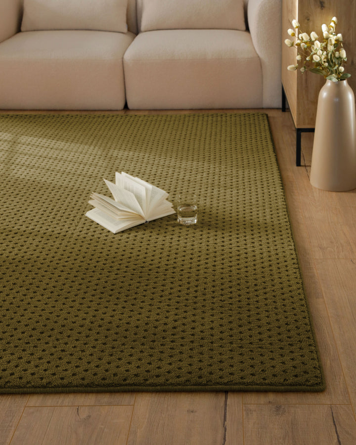 Kurzflor Teppich Castello Three Oliv Grün