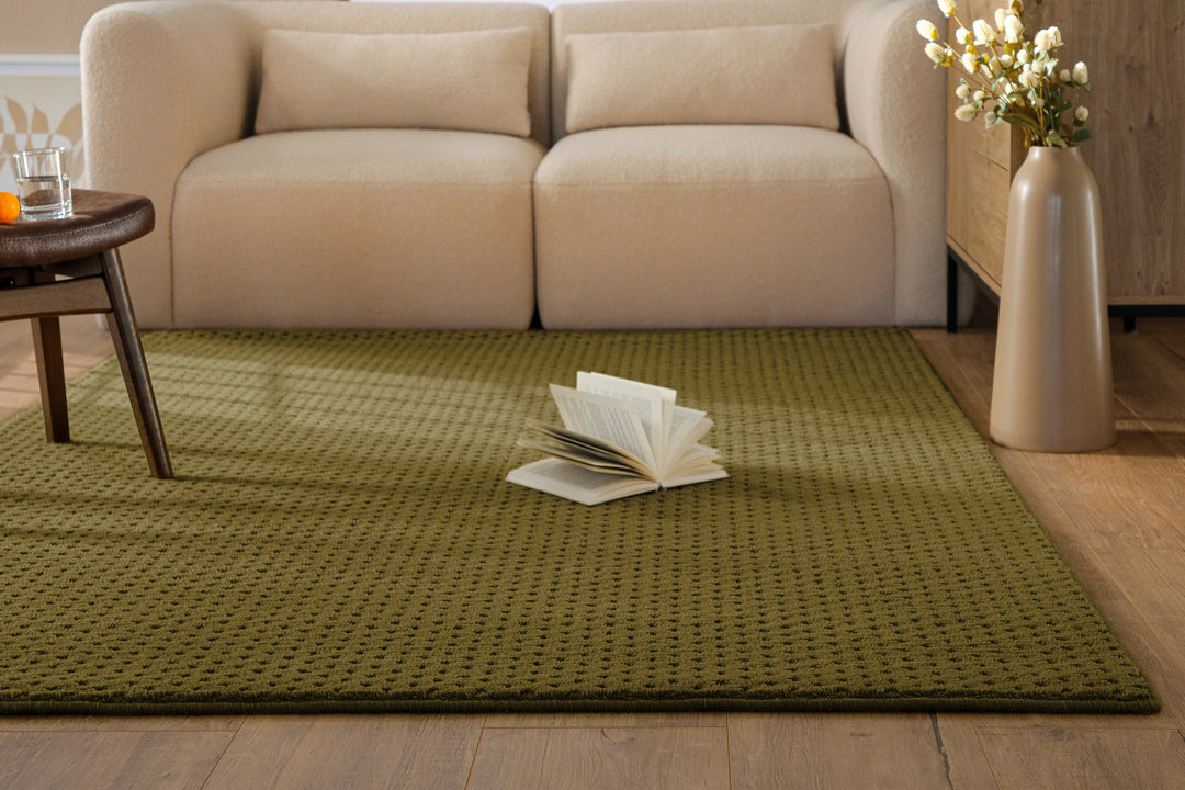 Kurzflor Teppich Castello Three Oliv Grün