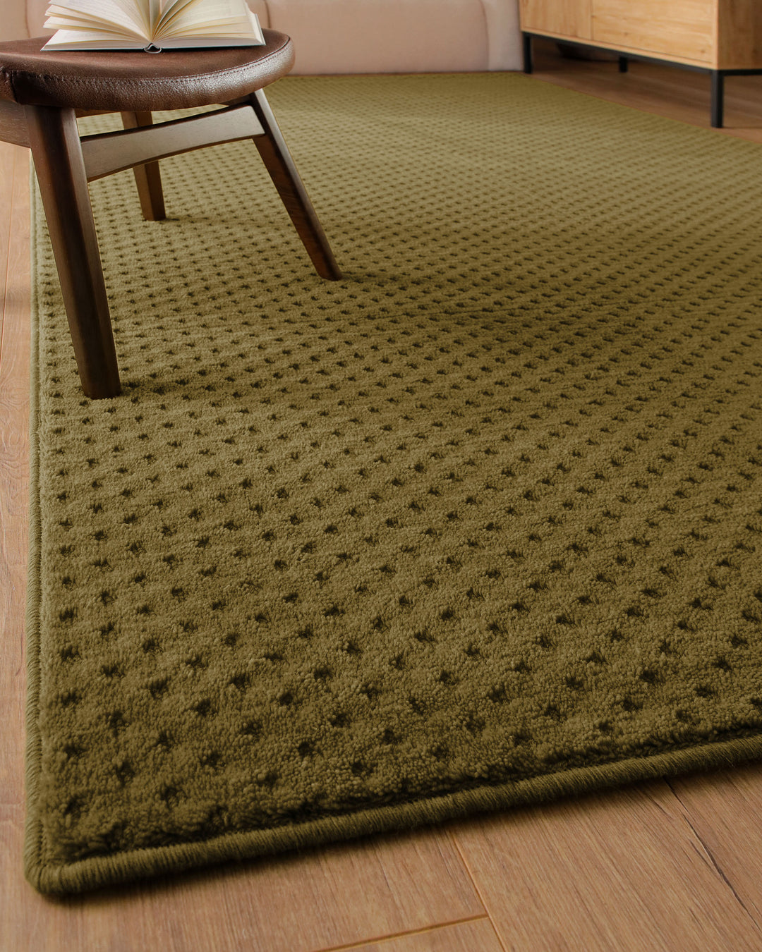 Kurzflor Teppich Castello Three Oliv Grün
