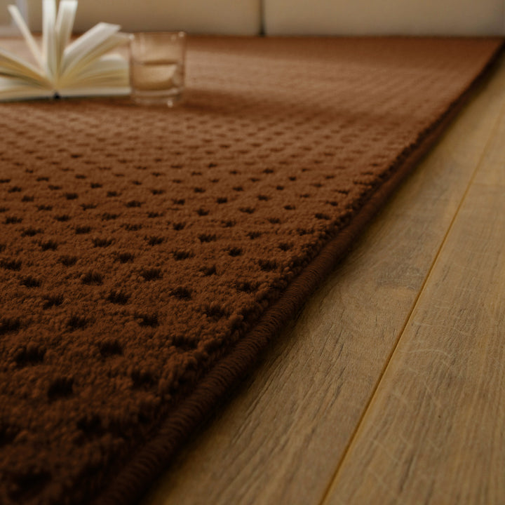 Kurzflor Teppich Castello Three Braun