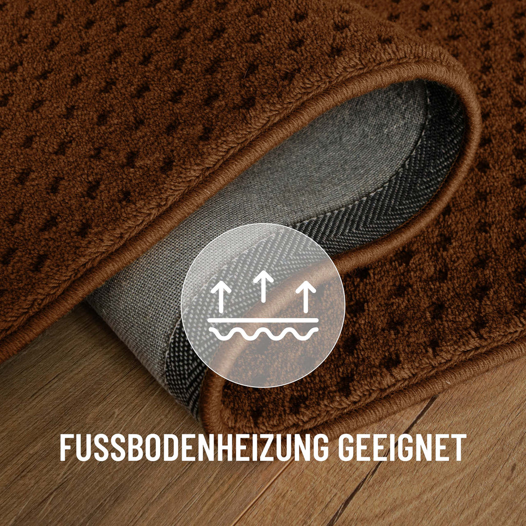 Kurzflor Teppich Castello Three Braun