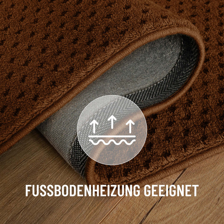 Kurzflor Teppich Castello Three Braun