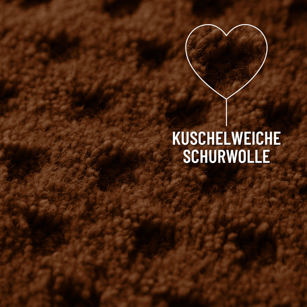 Kurzflor Teppich Castello Three Braun