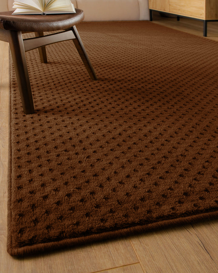 Kurzflor Teppich Castello Three Braun