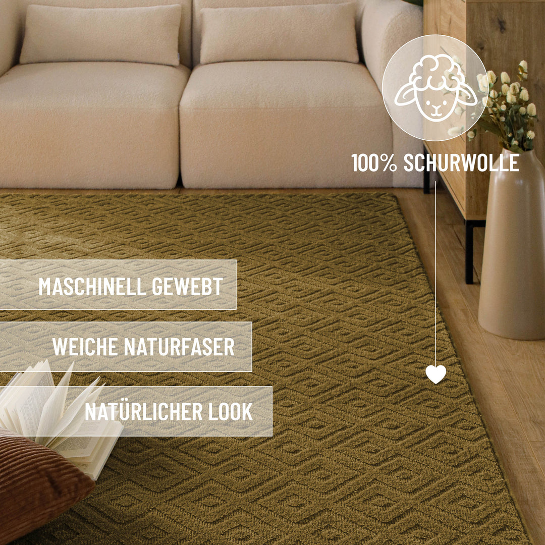 Kurzflor Teppich Castello Two Blass Grün