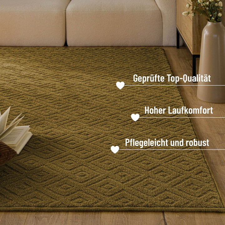 Kurzflor Teppich Castello Two Blass Grün