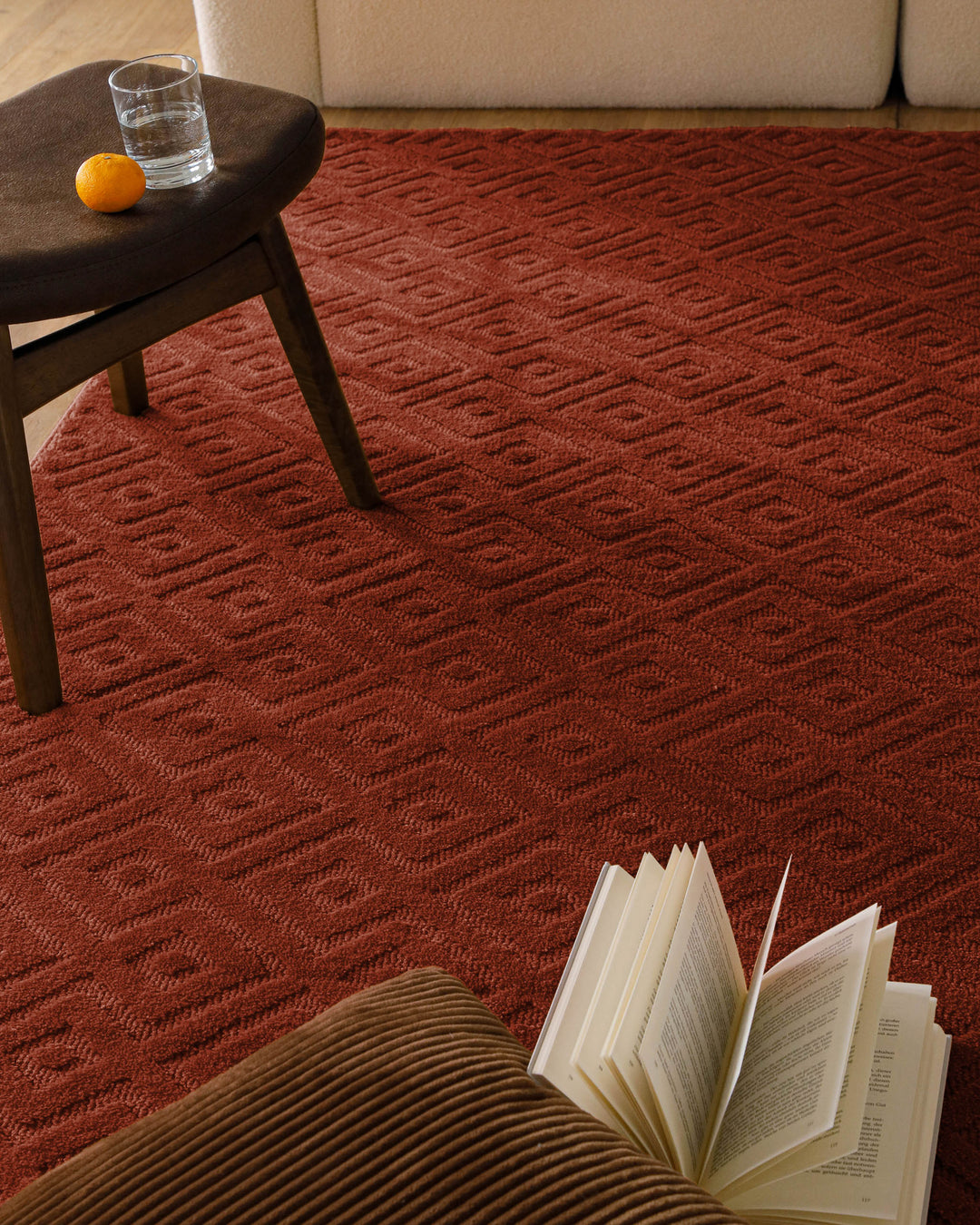 Kurzflor Teppich Castello Two Kamin Rot