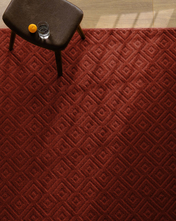 Kurzflor Teppich Castello Two Kamin Rot