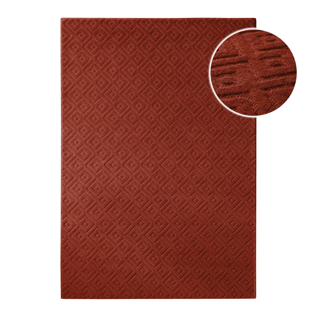 Kurzflor Teppich Castello Two Kamin Rot