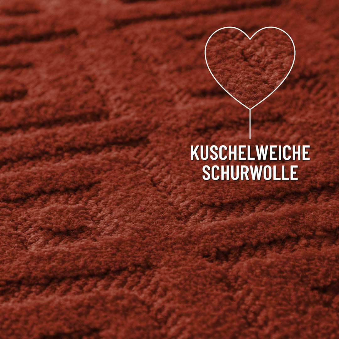 Kurzflor Teppich Castello Two Kamin Rot