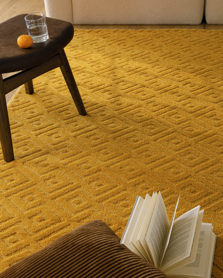 Kurzflor Teppich Castello Two Gelb