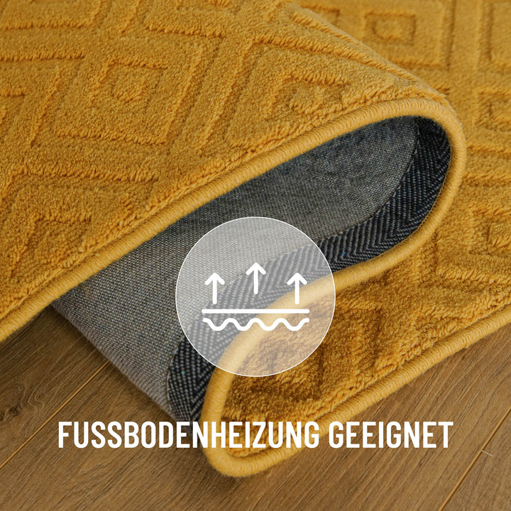 Kurzflor Teppich Castello Two Gelb