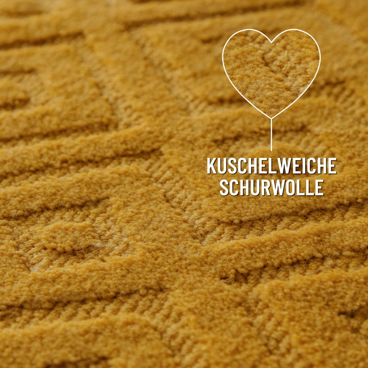 Kurzflor Teppich Castello Two Gelb