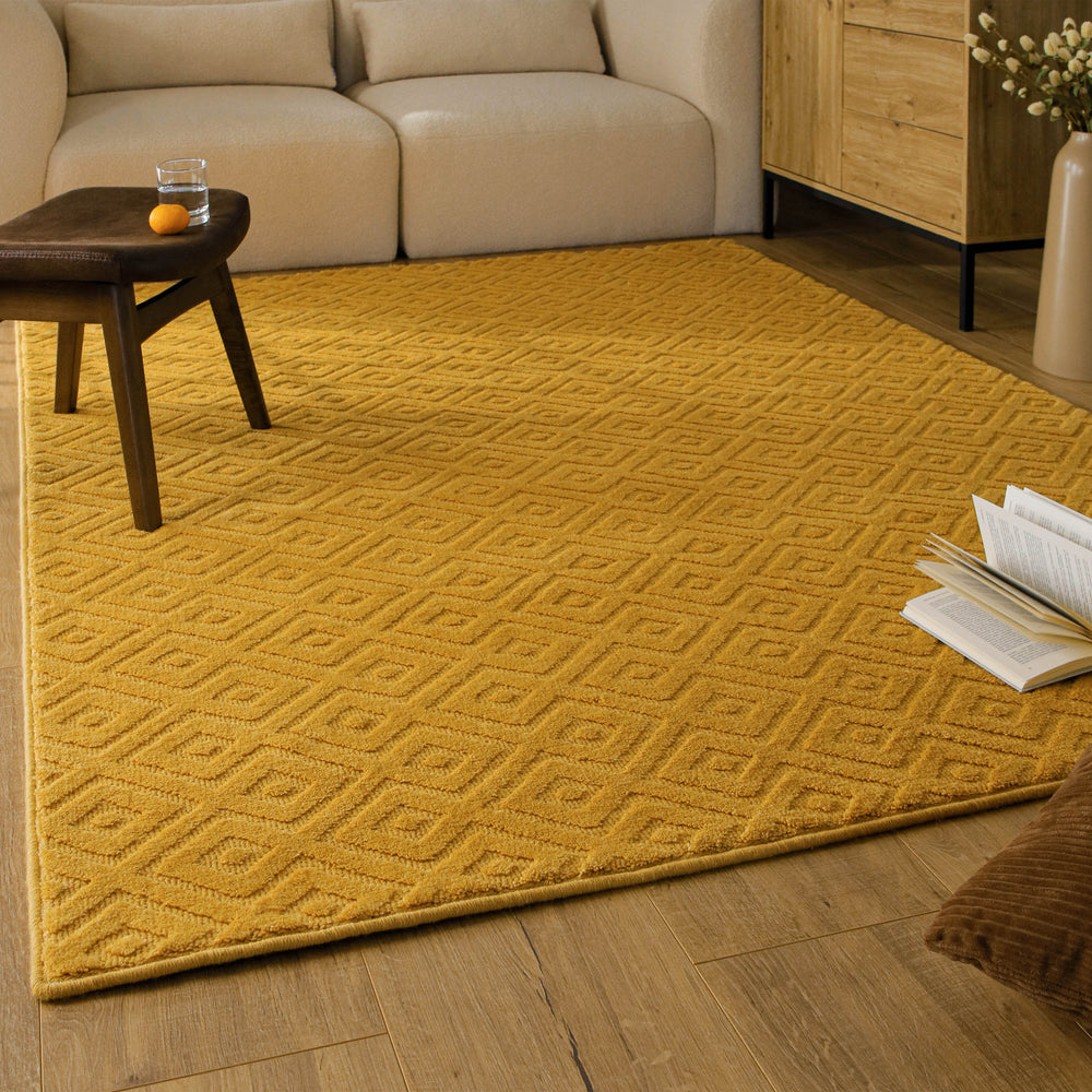 Kurzflor Teppich Castello Two Gelb