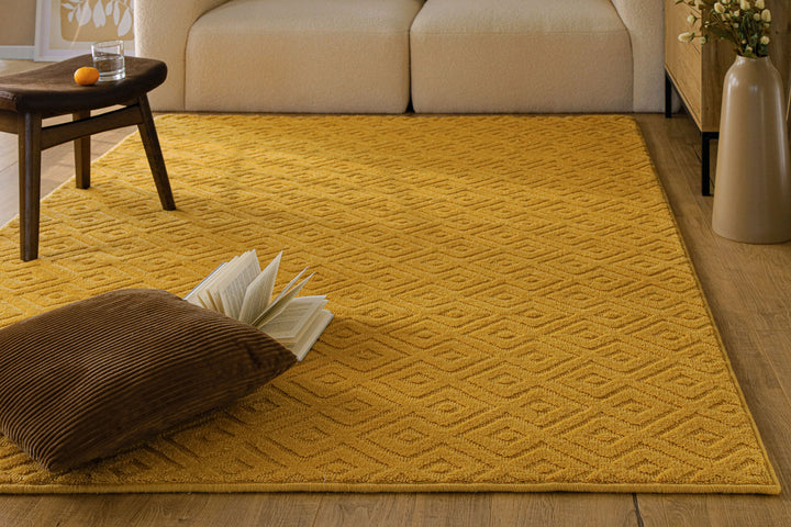 Kurzflor Teppich Castello Two Gelb