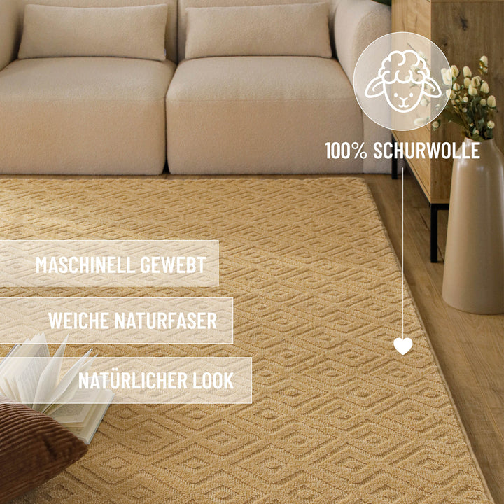 Kurzflor Teppich Castello Two Sand Beige