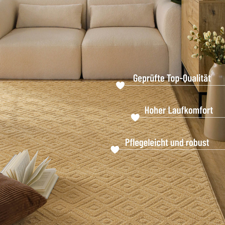 Kurzflor Teppich Castello Two Sand Beige
