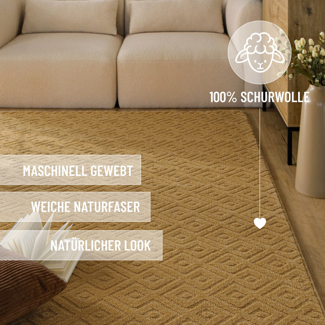 Kurzflor Teppich Castello Two Karamell