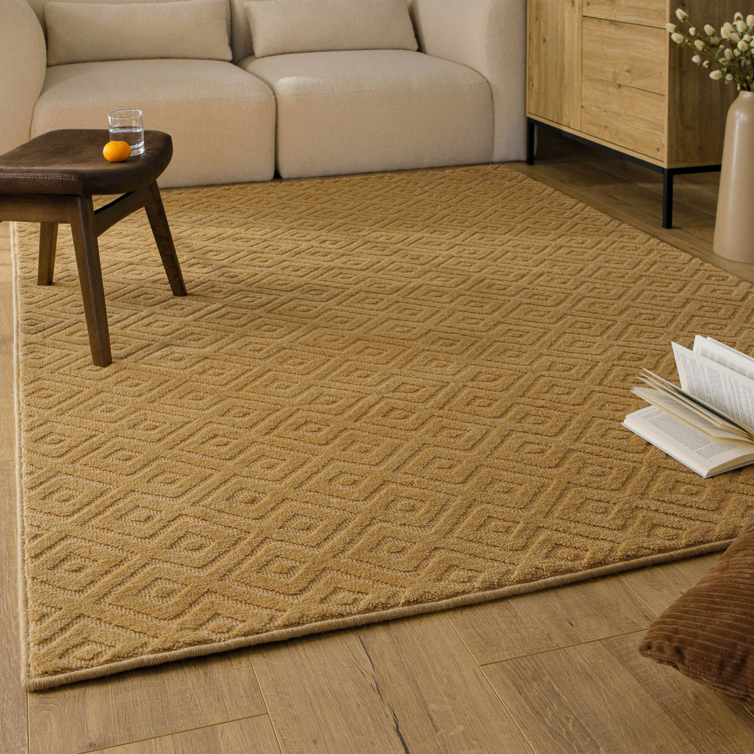 Kurzflor Teppich Castello Two Karamell