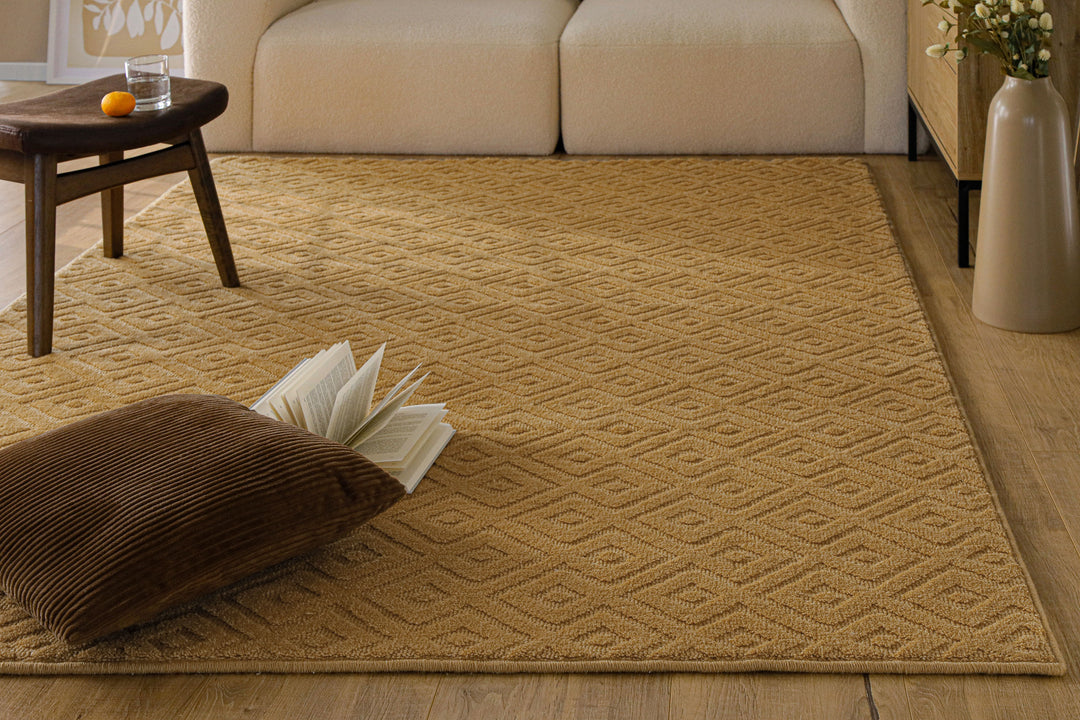 Kurzflor Teppich Castello Two Karamell