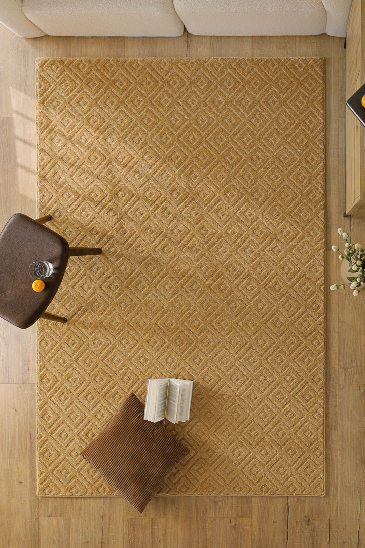 Kurzflor Teppich Castello Two Karamell