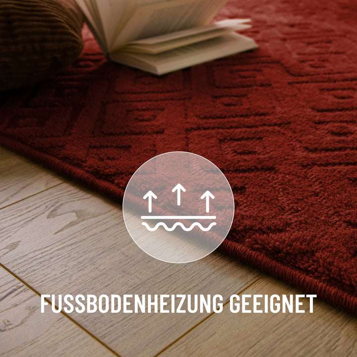 Kurzflor Teppich Castello Two Purpur Rot