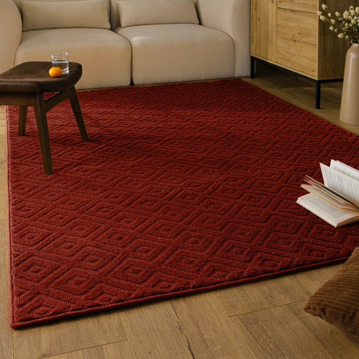 Kurzflor Teppich Castello Two Purpur Rot