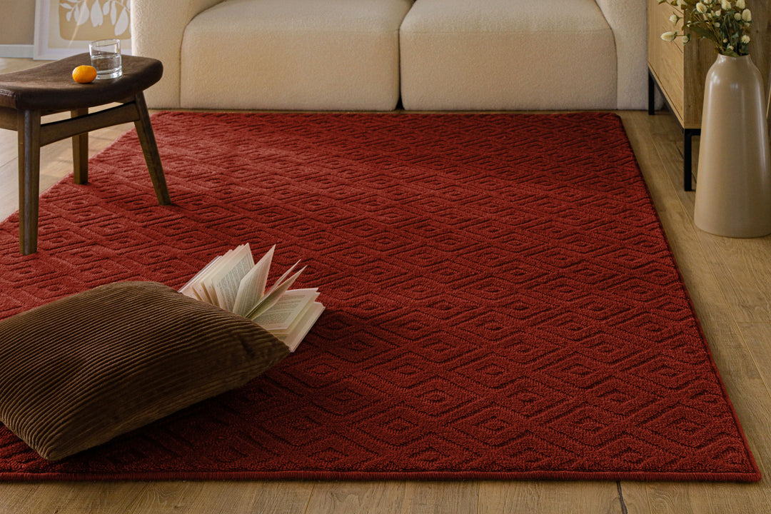 Kurzflor Teppich Castello Two Purpur Rot