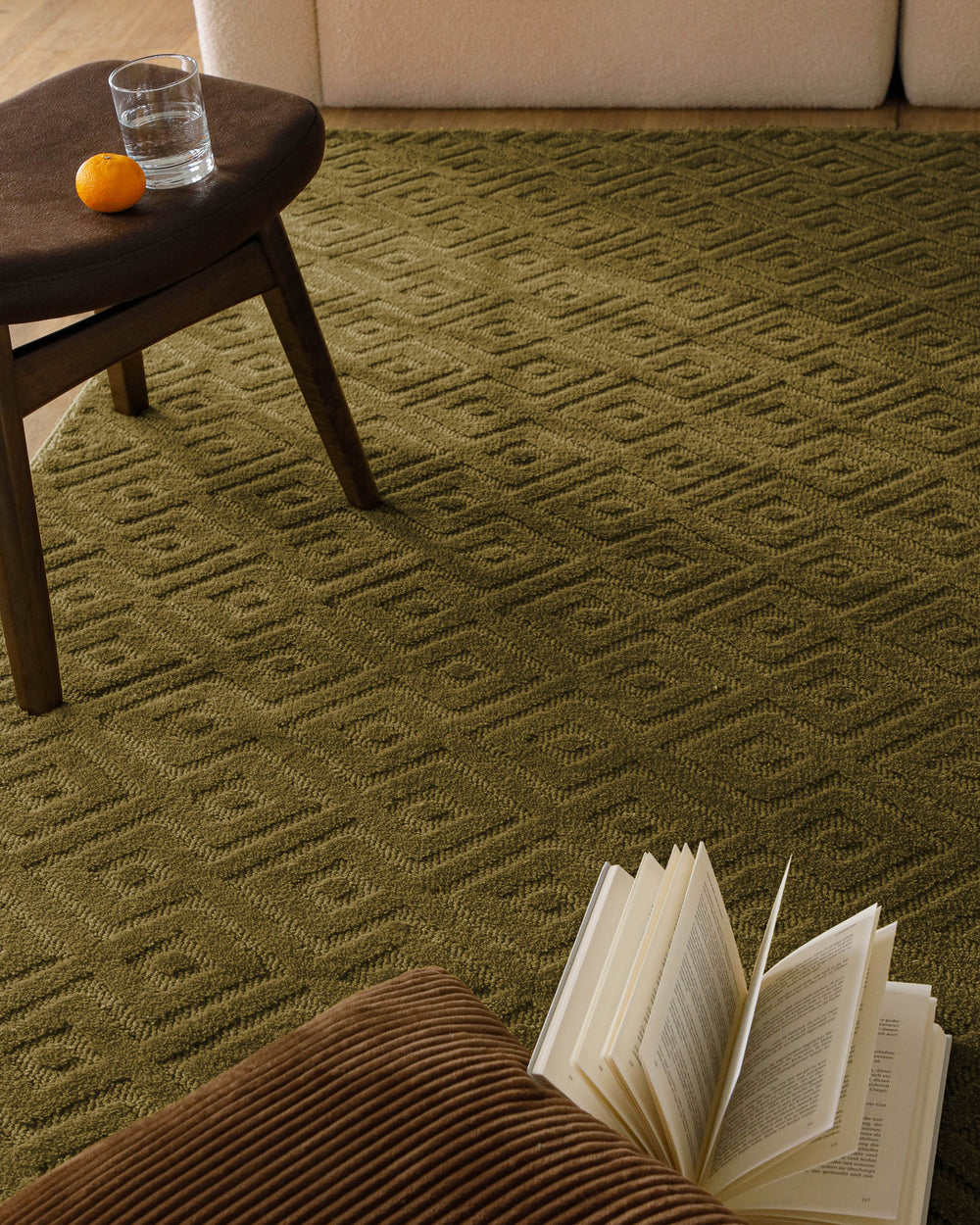 Kurzflor Teppich Castello Two Oliv Grün