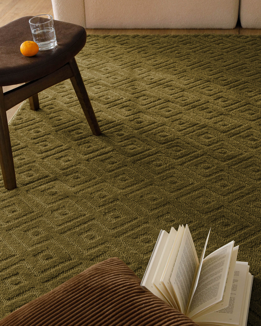Kurzflor Teppich Castello Two Oliv Grün