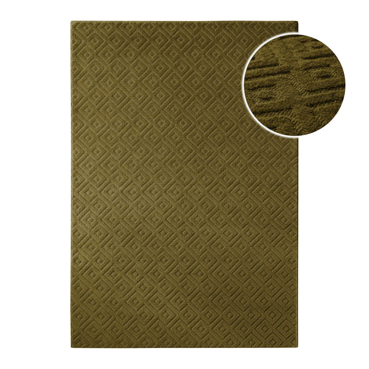 Kurzflor Teppich Castello Two Oliv Grün