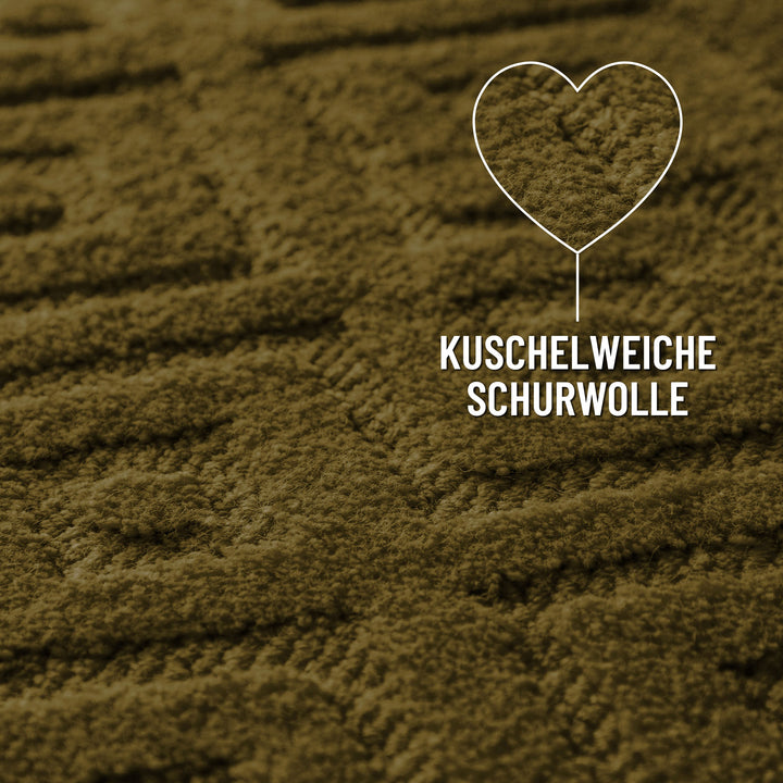 Kurzflor Teppich Castello Two Oliv Grün