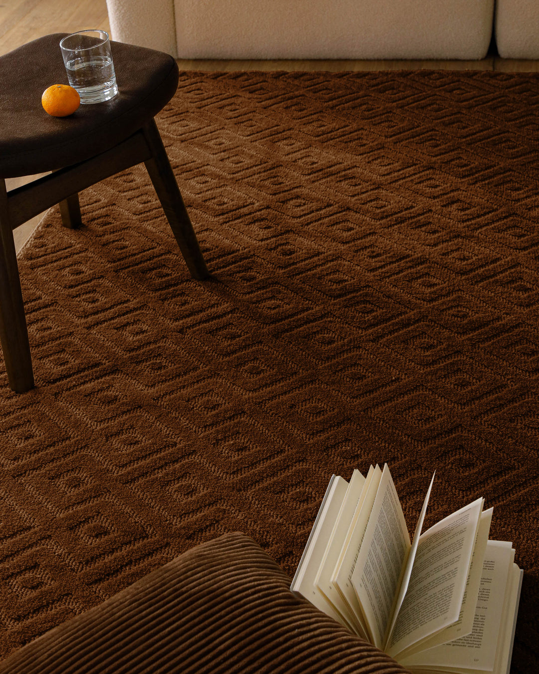 Kurzflor Teppich Castello Two Braun