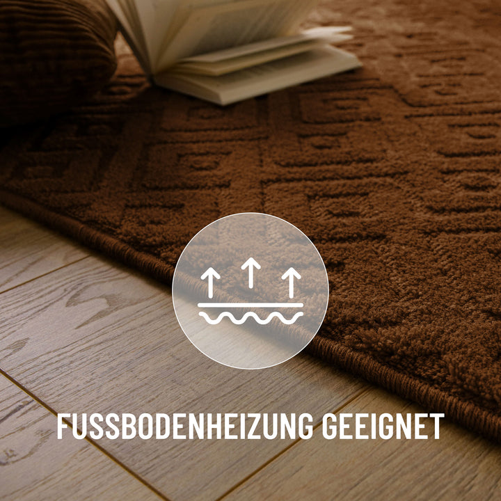 Kurzflor Teppich Castello Two Braun