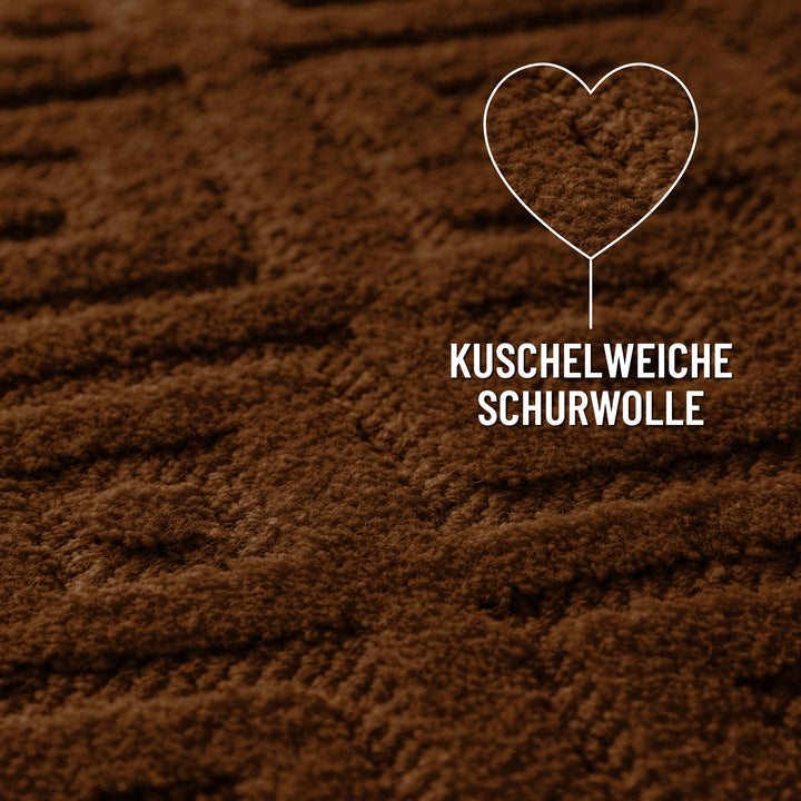 Kurzflor Teppich Castello Two Braun