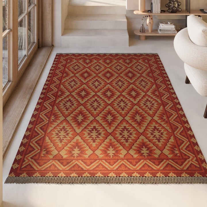 Clare Teppich rost rot Kurzflor rechteckig