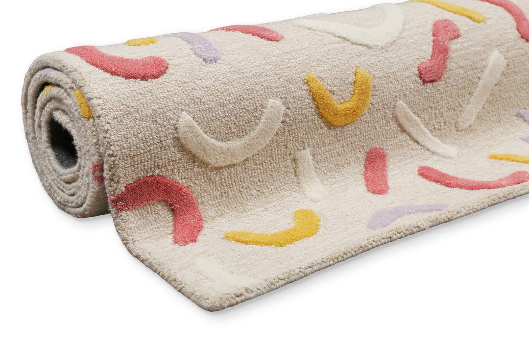 Kinderteppich aus Schurwolle Beige Multi "Confetti 2.0" Smart Kids